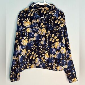 Baxter & Wells Button Down Jacket Women’s Size Medium Blue Floral Front Pockets